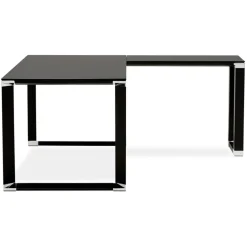 Grand bureau de direction en angle 'XLINE' en verre noir