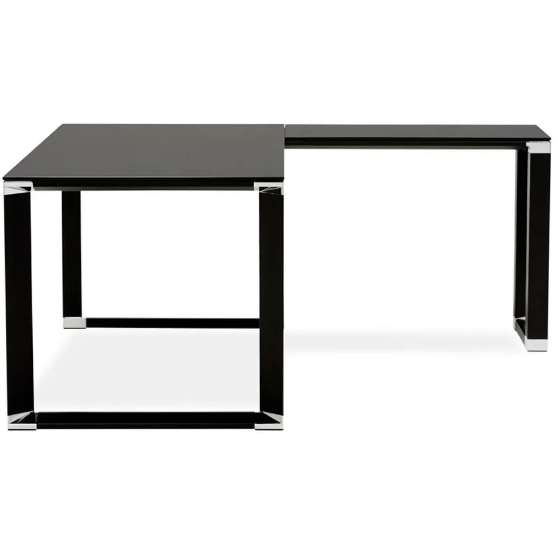 Grand bureau de direction en angle 'XLINE' en verre noir