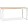 Grand bureau de direction droit 'XLINE' 200 en bois finition naturelle et structure blanche