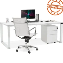 Grand bureau de direction droit 'XLINE' en bois blanc