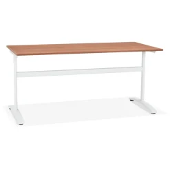 Grand bureau droit 'CRYPTO' en bois finition Noyer