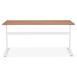 Grand bureau droit 'CRYPTO' en bois finition Noyer