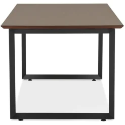 Grand bureau droit de direction 'GIMINI' en bois finition Noyer et métal noir