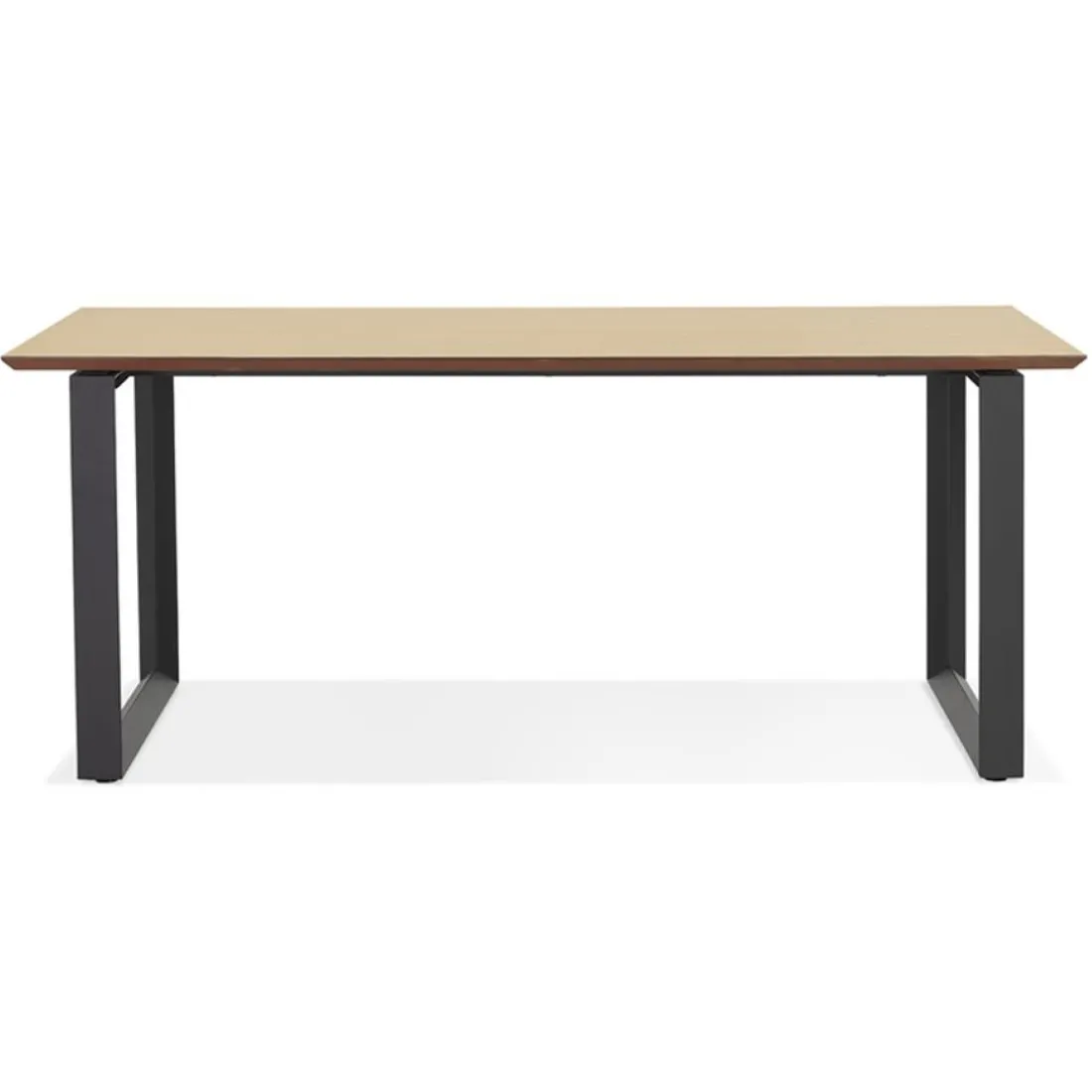 Grand bureau droit de direction 'GIMINI' en bois finition naturelle et métal noir