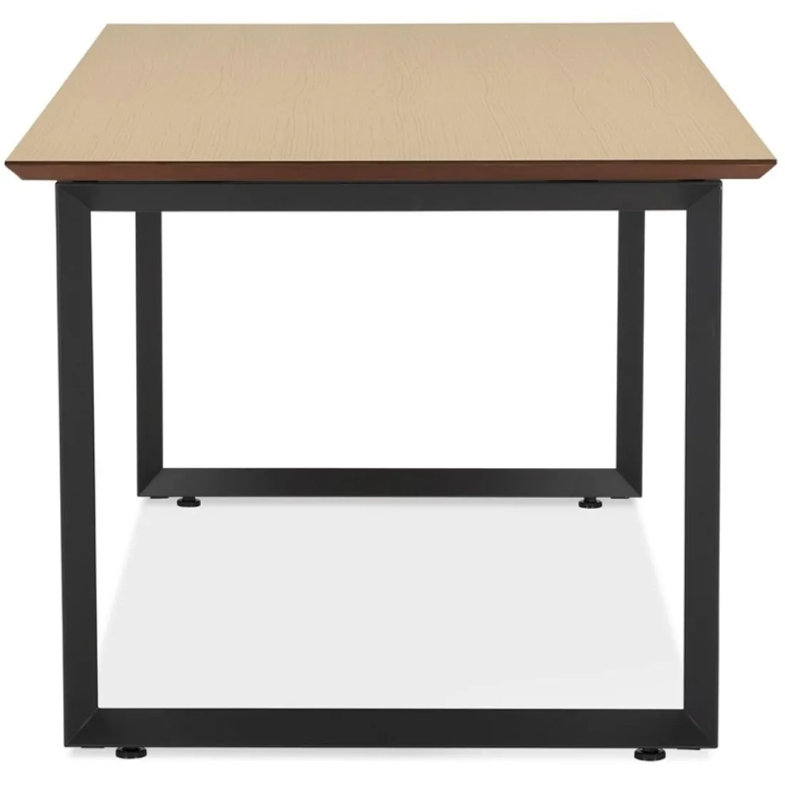 Grand bureau droit de direction 'GIMINI' en bois finition naturelle et métal noir