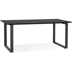 Grand bureau droit de direction 'GIMINI' en bois et métal noir