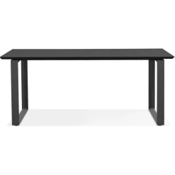 Grand bureau droit de direction 'GIMINI' en bois et métal noir