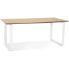 Grand bureau droit de direction 'GIMINI' en bois finition naturelle et métal blanc