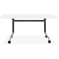 Grand bureau pliable 'FLEXO' blanc sur roulettes
