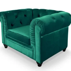 Grand fauteuil Velours Vert ANGOL