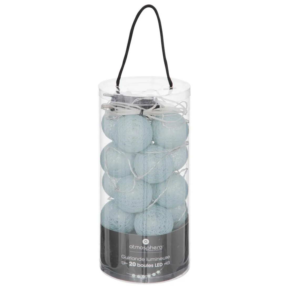 Guirlande LED, 20 boules, vert céladon