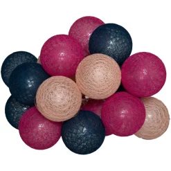 Guirlande Led Secteur 20 Boules Assortiments Rose Bleue Marine