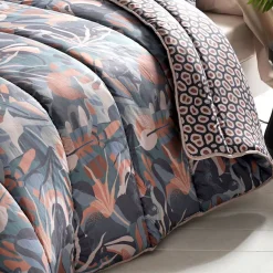 Housse de couette chaude DÉCO DOUBLE FACE CO.PANTERA motif panthère bleu 200G 400G