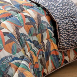 Housse de Couette DÉCO DOUBLE FACE motif feuillage - CO.NATURA- Légère vert 200G