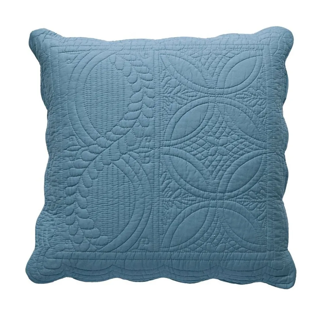 Housse oreiller en coton boutis 65x65 - bleu grisé