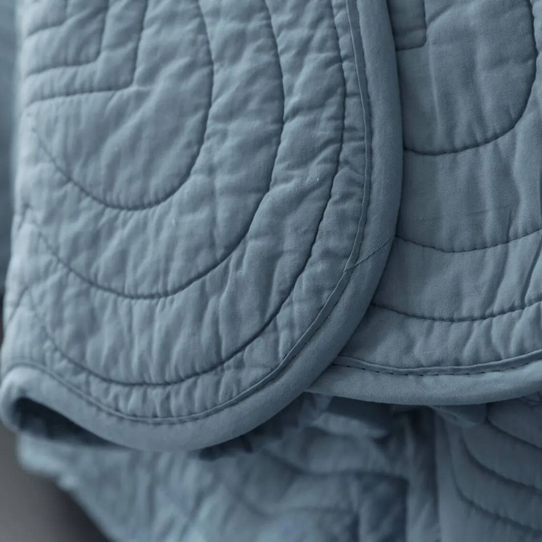 Housse oreiller en coton boutis 65x65 - bleu grisé