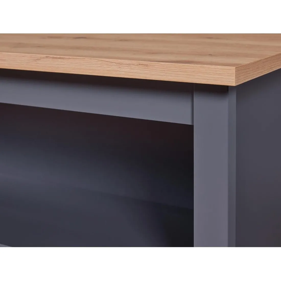 Ilot de cuisine NELLINA gris / Chêne Artisan