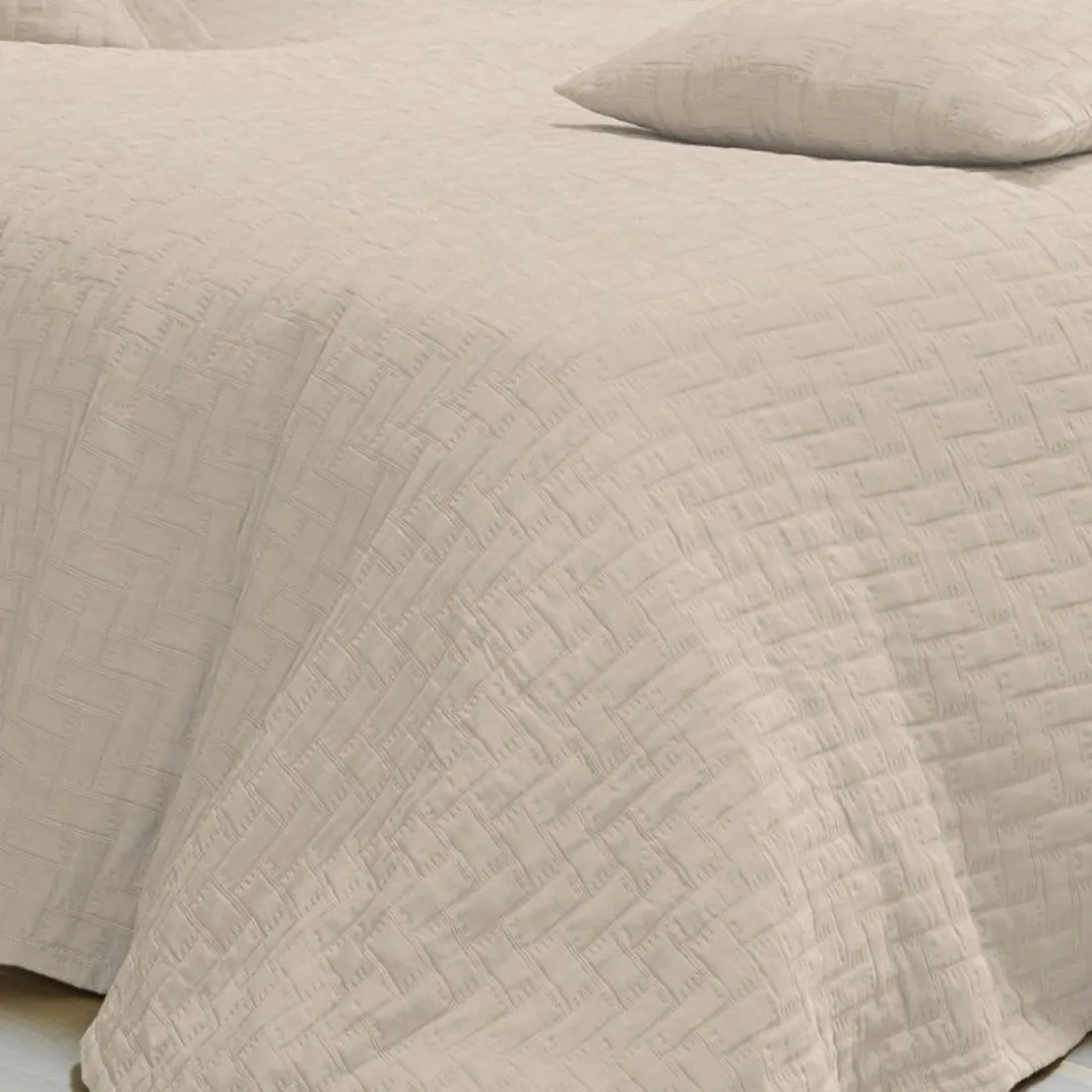 Jeté de lit coton tissu jacquard CL.LADRI JET Beige