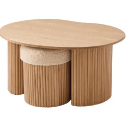 La set ARVIKA combinant une table basse et 2 poufs style scandinave