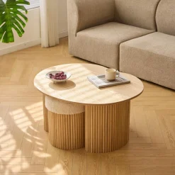 La set ARVIKA combinant une table basse et 2 poufs style scandinave