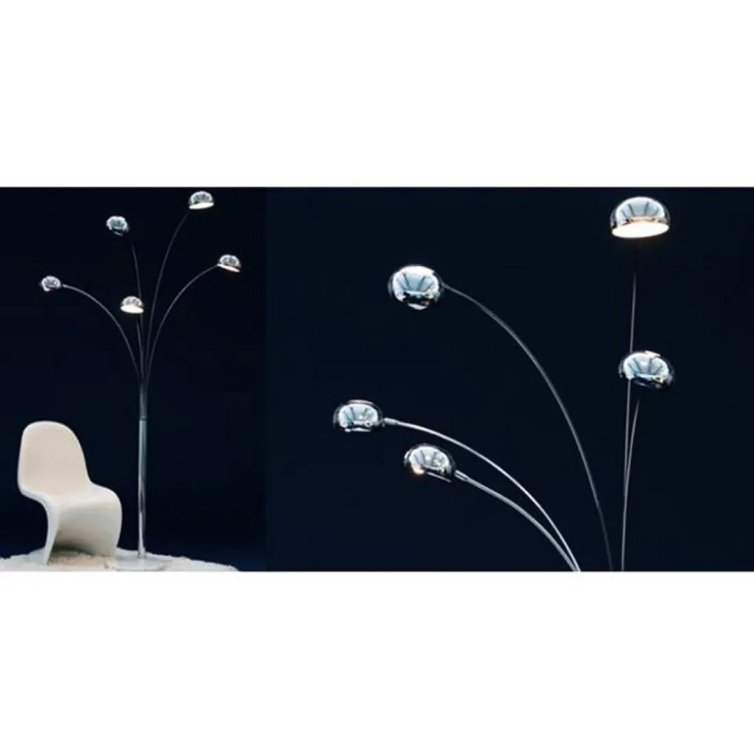Lampadaire 5 Arcs chrome