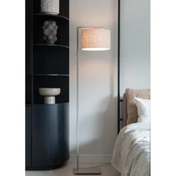 Lampadaire Boston sable abat-jour lin clair