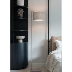 Lampadaire Boston sable abat-jour lin fonce