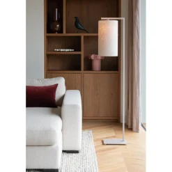Lampadaire Boston sable abat-jour lin clair
