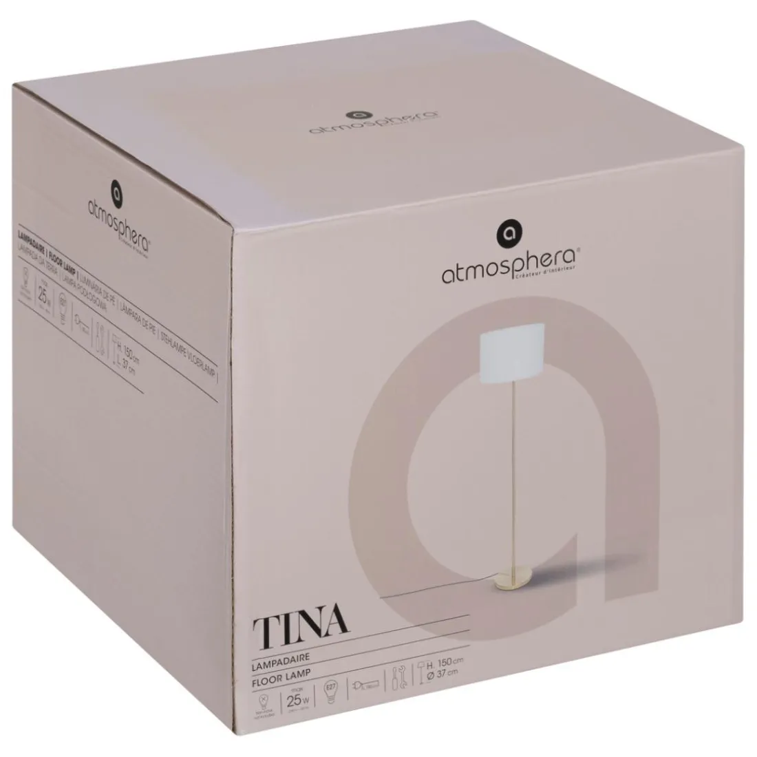 Lampadaire droit Tina bouclette pied doré