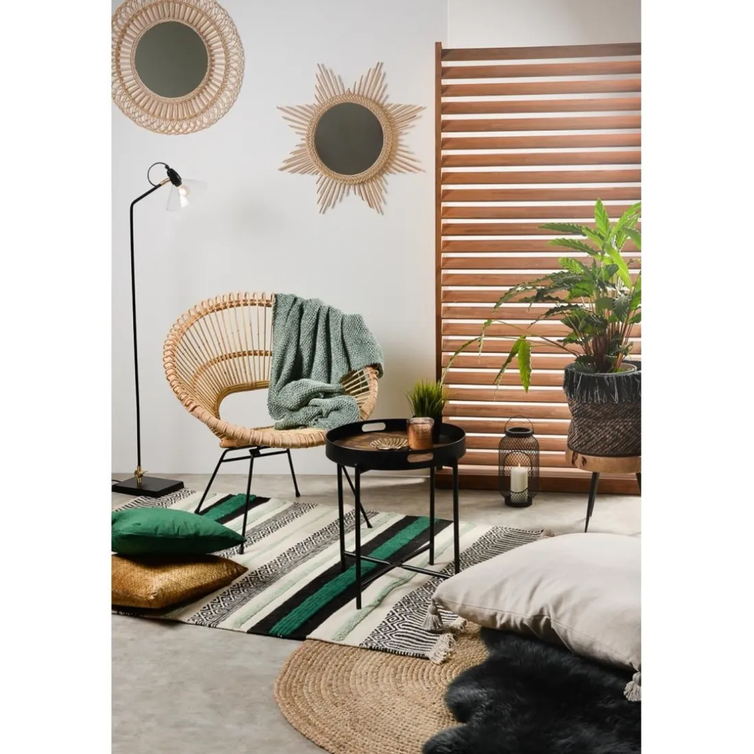 Lampadaire en métal noir h136cm