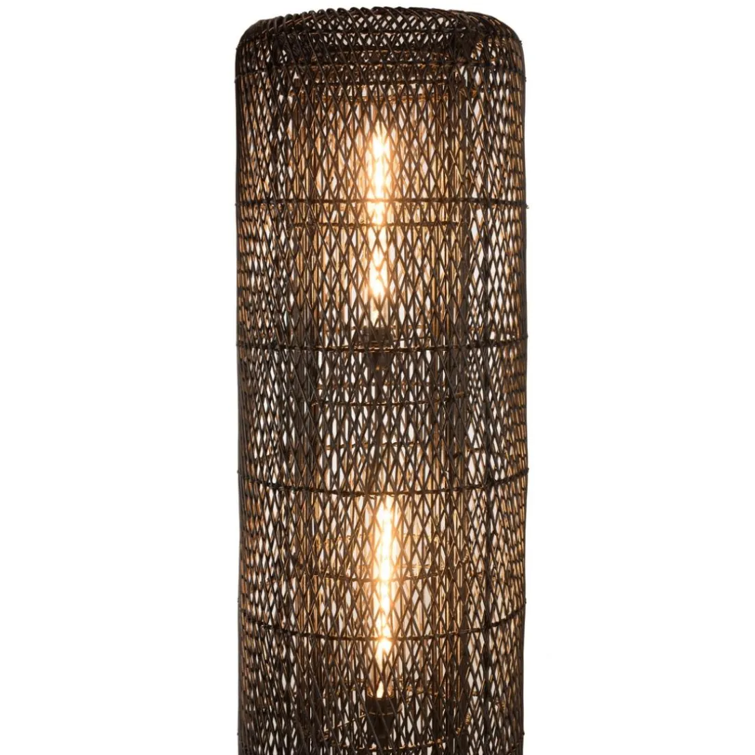 Lampadaire rotin couleur noire pieds acier SIXTINE