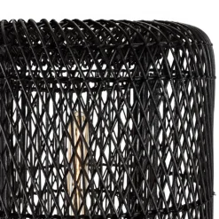 Lampadaire rotin couleur noire pieds acier SIXTINE