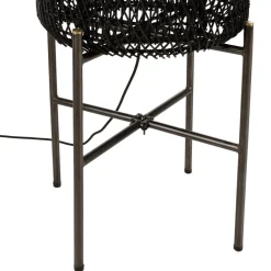 Lampadaire rotin couleur noire pieds acier SIXTINE