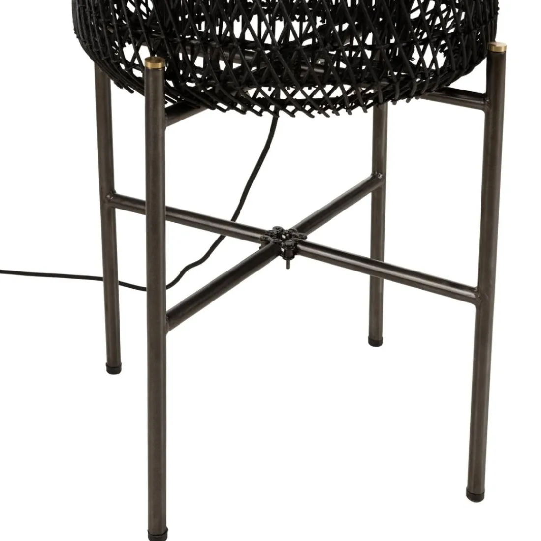 Lampadaire rotin couleur noire pieds acier SIXTINE