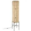 Lampadaire rotin naturel pieds acier noir SIXTINE