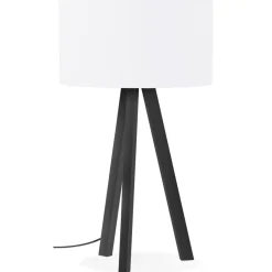 Lampe à poser design 'SPRING MINI' avec abat-jour blanc et trépied noir