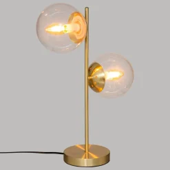 Lampe à poser dorée en verre