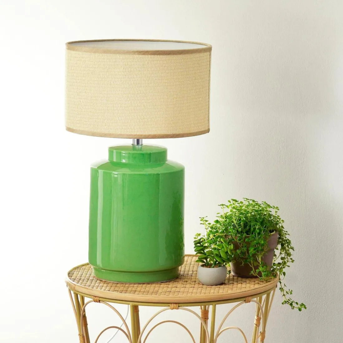 Lampe à poser en céramique LUXAVERDA verte