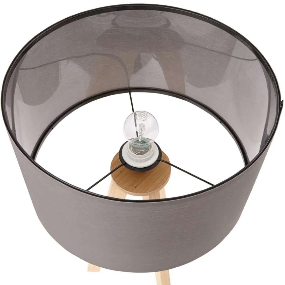 Lampe à poser trepied 'SPRING MINI' avec abat-jour gris style scandinave