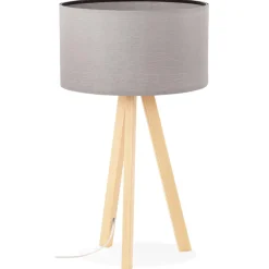 Lampe à poser trepied 'SPRING MINI' avec abat-jour gris style scandinave