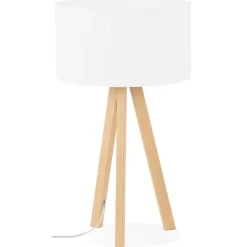 Lampe à poser trepied 'SPRING MINI' avec abat-jour blanc style scandinave