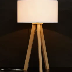 Lampe à poser trepied 'SPRING MINI' avec abat-jour blanc style scandinave