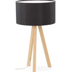 Lampe à poser trepied 'SPRING MINI' avec abat-jour noir style scandinave