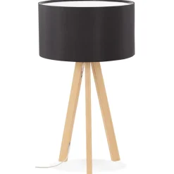 Lampe à poser trepied 'SPRING MINI' avec abat-jour noir style scandinave