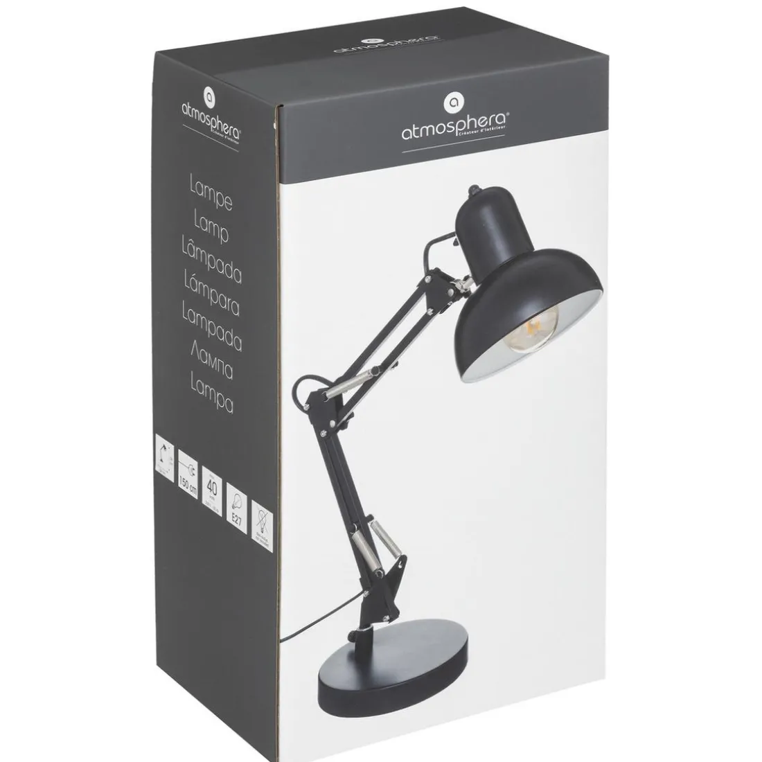 Lampe arc Bren noir H55,8cm