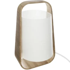 Lampe bambou et abat-jour plastique blanc