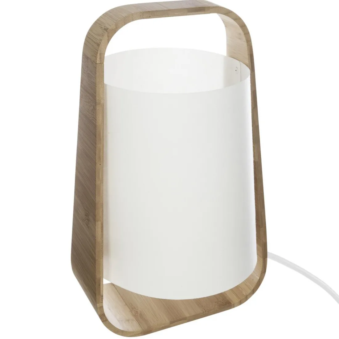 Lampe bambou et abat-jour plastique blanc