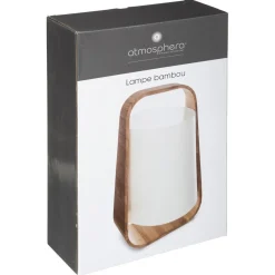 Lampe bambou et abat-jour plastique blanc
