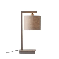 Lampe de table Boston sable abat-jour lin clair