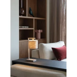 Lampe de table Boston sable abat-jour lin clair